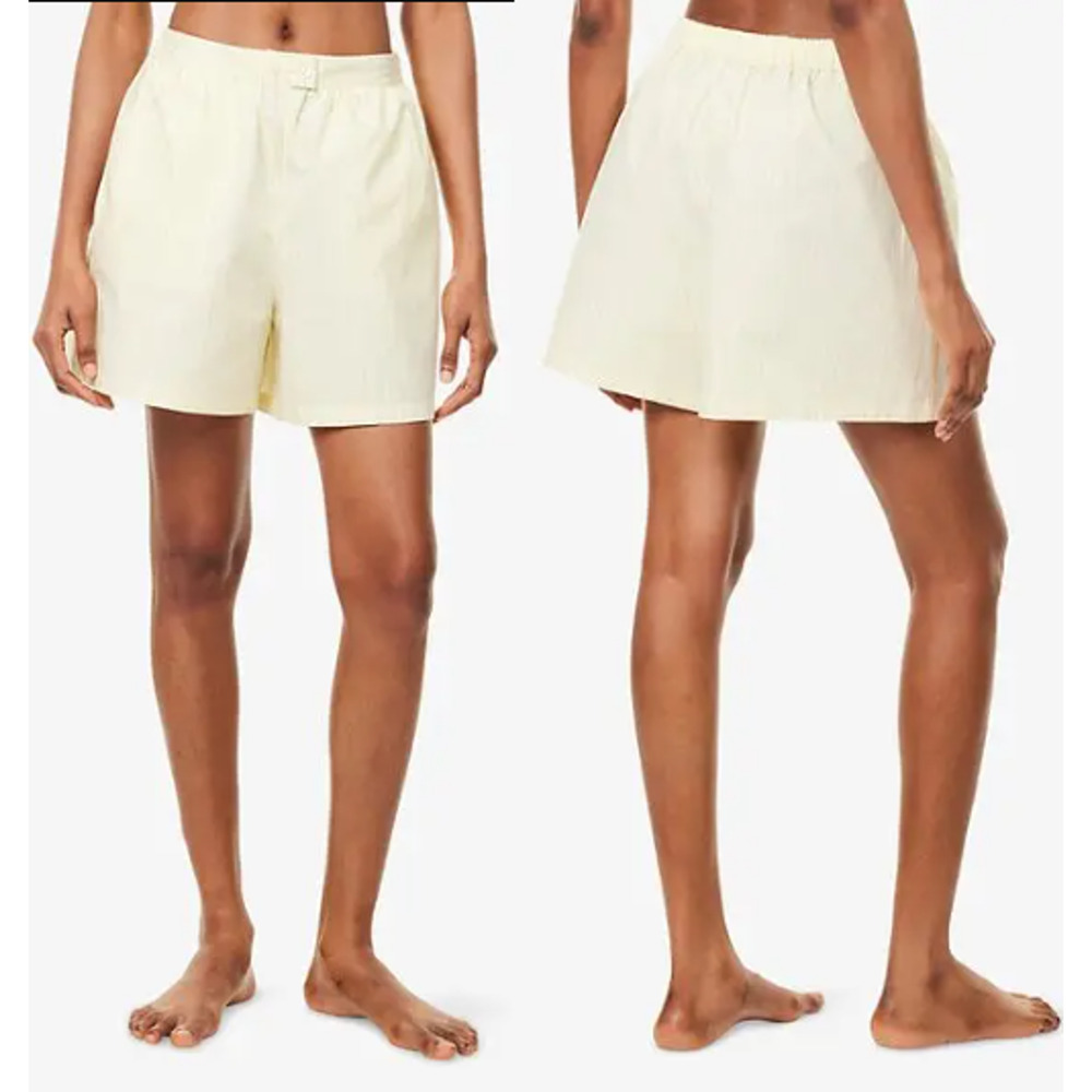 NWT Lounge 100% Cotton Striped Pull On Boxer Shorts Yellow Women's Size 10